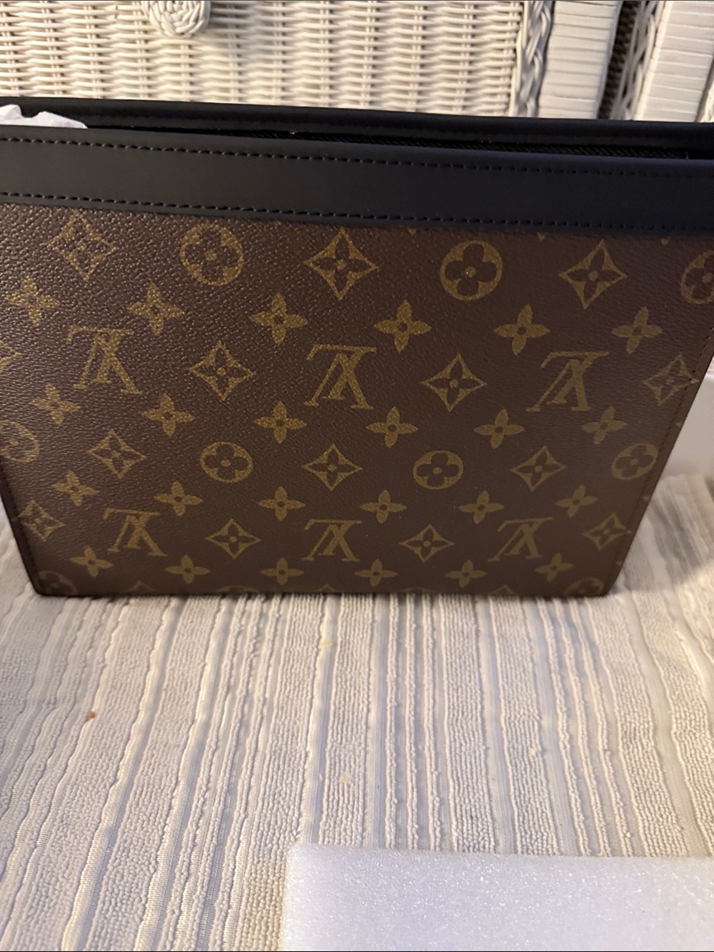 Louis Vuitton Brown Monogram Canvas Slim Pouch with Black Trim - Picture 2 of 3
